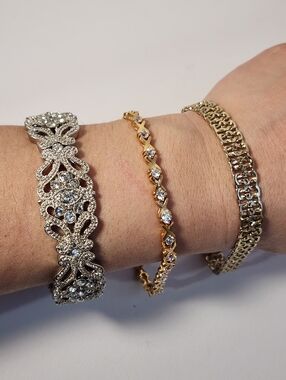 VTG Gold Clad CZ Tennis Bracelet X O Link Bracelet 7"